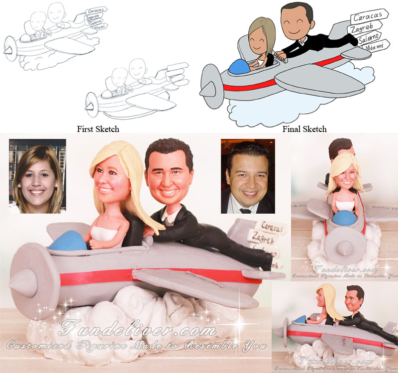 Airplane Travel Wedding Cake Toppers